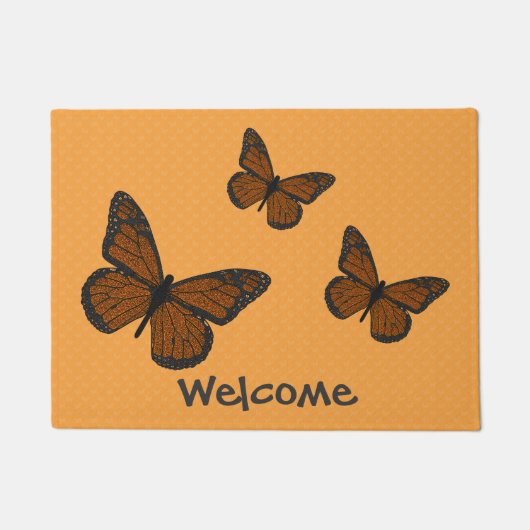 ドット付き(昆虫)オオカバマダラ、モナーク形式 ドアマット (正面)