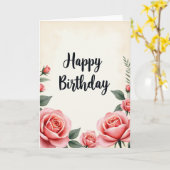 ドット入りバラの誕生日カード カード (黄色い花)