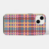 ドット入りパステルカラーの格子柄 iPhoneケース (裏面横)