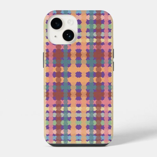 ドット入りパステルカラーの格子柄 iPhoneケース (裏面)