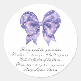 ドット入りリボンのベビーシャワー - 祈りのキャンドルラベル ラウンドシール