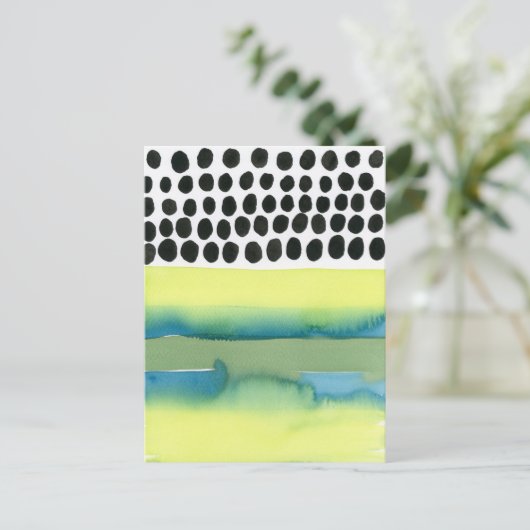 ドット抽象水彩幾何学ポストカード ポストカード (スタンド正面)