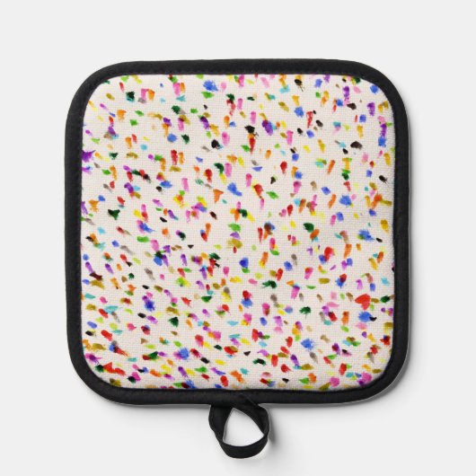 ドット抽象芸術カラフルパターン 鍋敷き (正面)