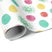 ドット数々のカラー水彩色オールオーバープリント ラッピングペーパー (ロールコーナー)