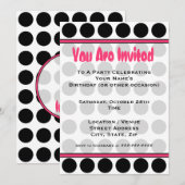 ドット柄のパーティー招待状 招待状 (正面/裏面)