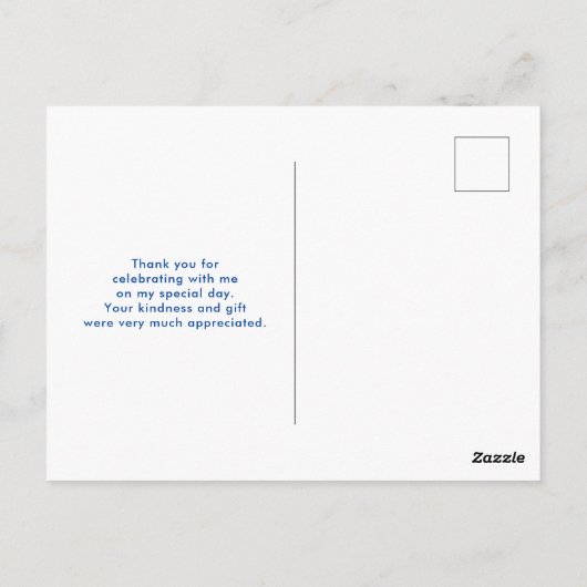 ドット柄のラマのキュートなパターンがプリントされたサンキューカード ポストカード (裏面)