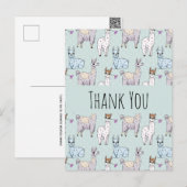 ドット柄のラマパターン サンクス ポストカード (正面/裏面)