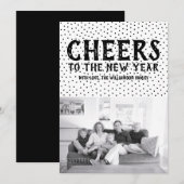 ドット柄の新年のお祝い フォトカード | ブラック シーズンカード (正面/裏面)