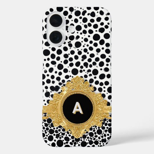 ドット柄の背景と高級感のある金のフレーム Case-Mate iPhoneケース (裏面)