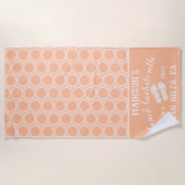 ドット柄ピンクの花嫁お別れパーティーギフト ビーチタオル (正面)