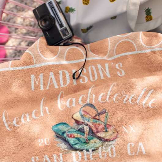 ドット柄ピンクの花嫁お別れパーティー ギフト ビーチタオル