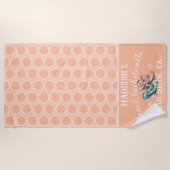 ドット柄ピンクの花嫁お別れパーティー ギフト ビーチタオル (正面)