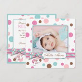 ドット柄ベビーガール発表 案内状 (正面/裏面)