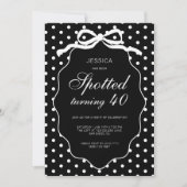 ドット柄リボン 40歳の誕生日パーティー 招待状 (正面)