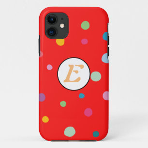 ドット柄レッドカラフルモノグラムうれしいかわいい iPhone 11 ケース