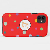 ドット柄レッドカラフルモノグラムうれしいかわいい Case-Mate iPhoneケース (裏面(横))
