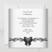 ドット柄 ブラック ホワイト 誕生日パーティー 招待状 (裏面)