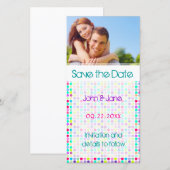 ドット柄/写真　「結婚式のお知らせ」 セーブザデート (正面/裏面)