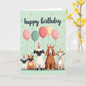 ドット模様の動物の誕生日カード カード (黄色い花)