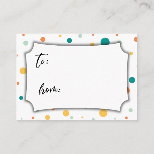 ドット男女兼用表示赤ちゃんシャワーギフトカード エンクロージャーカード (裏面)