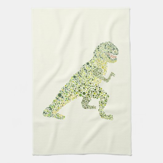 ドット絵のT-REX恐竜 キッチンタオル (縦)