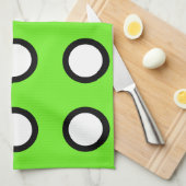 ドット緑ホワイトブラック4Mel キッチンタオル (四つ折り)