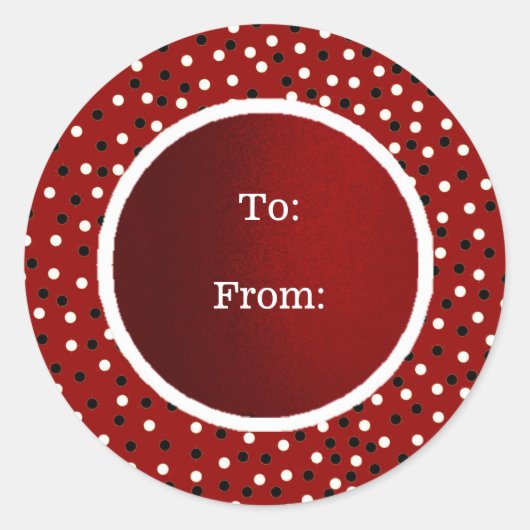 ドット赤いBlk&Whiteステッカーを貼る/から ラウンドシール (正面)