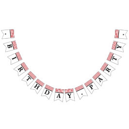 ドット赤と白バースデーパーティー バンティングフラッグ
