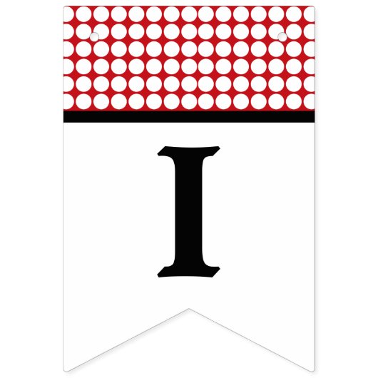 ドット赤と白バースデーパーティー バンティングフラッグ (第3の旗)