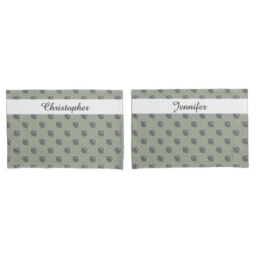 ドット黒と白のターゲット鏡+あなたの背後。 枕カバー (フロントセット)