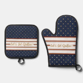 ドット&を焼こうストライプ 鍋つかみ&鍋敷きセット (正面)