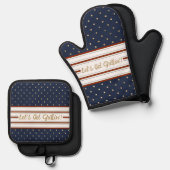 ドット&を焼こうストライプ 鍋つかみ&鍋敷きセット (正面/裏面)