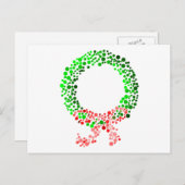 ドット・クリスマス・リースとBow シーズンポストカード (正面/裏面)