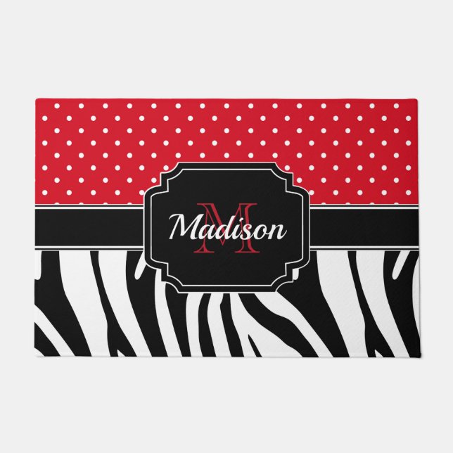 ドット&ゼブラ印刷 ドアマット (正面)