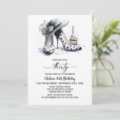 ドット ハイヒール シューズ 30歳の誕生日 招待状 (スタンド正面)