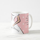 ドット ピンクのウェディングシャワー 白いウェディングドレス コーヒーマグカップ (正面右)