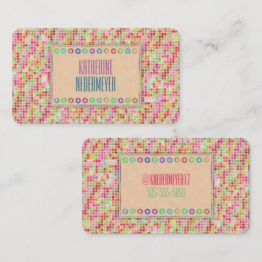ドット(ピンク) 名刺 (正面/裏面)
