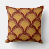 ドット、ブルゴーニュ、錆、アプリコット、タン付きホタテ クッション (正面)
