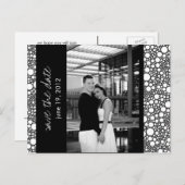 ドット&ブロック – カスタム日付の保存 – 白黒 案内ポストカード (正面/裏面)