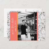 ドット&ブロック – カスタム日付を保存 – コーラルタンジェリン 案内ポストカード (正面/裏面)