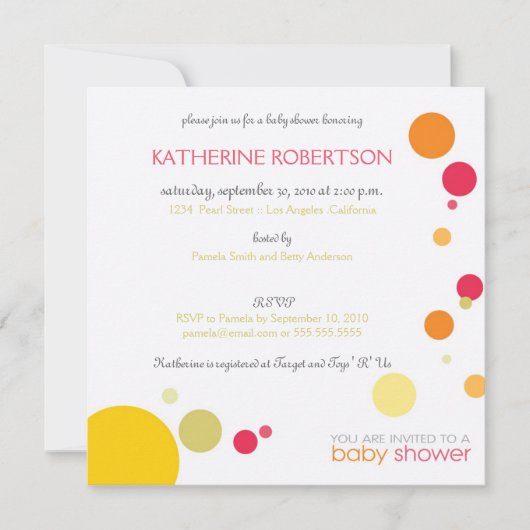 ドット – ベビーシャワー招待状 招待状 (正面)