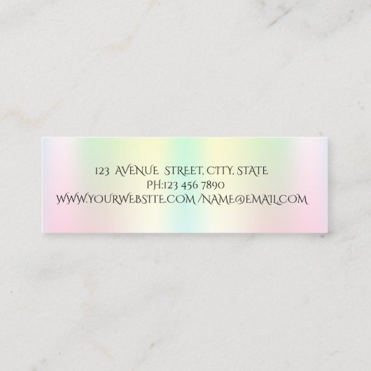 ドット，ホログラフィック虹色インスタグラムのソーシャルメディア スキニー名刺 (裏面)