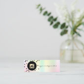 ドット,ホログラフィック虹色インスタグラムのソーシャルメディア スキニー名刺 (スタンド正面)