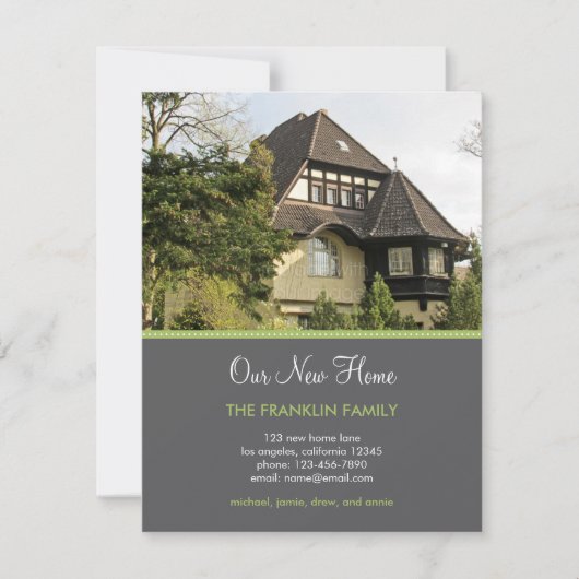 ドット ボーダー フォト 引っ越しのお知らせ 案内状 (正面)