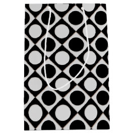 ドット&正方形/白黒+アイディア ミディアムペーパーバッグ