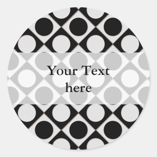 ドット&正方形/白黒+アイディア ラウンドシール (正面)