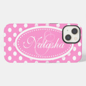 ドット 水玉 ソフトピンク iPhoneケース (裏面横)