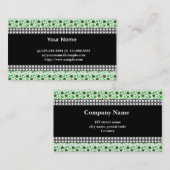 ドット、黒、白、緑 名刺 (正面/裏面)