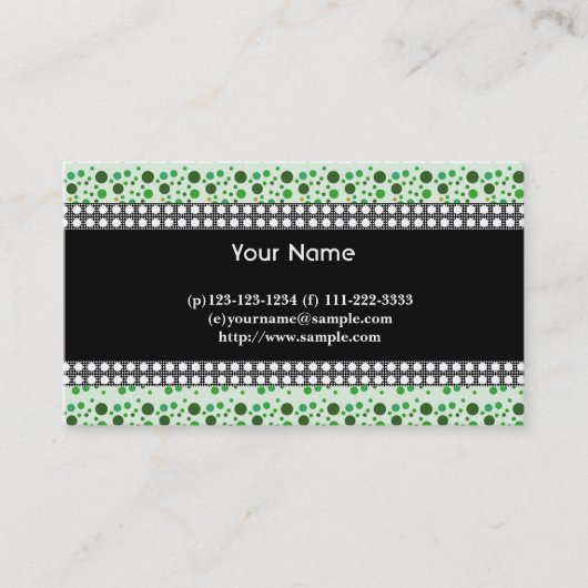 ドット、黒、白、緑 名刺 (正面)