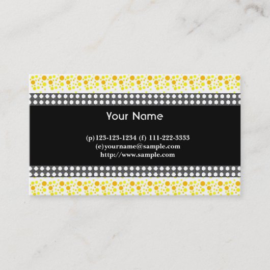 ドット、黒、白、黄色 名刺 (正面)